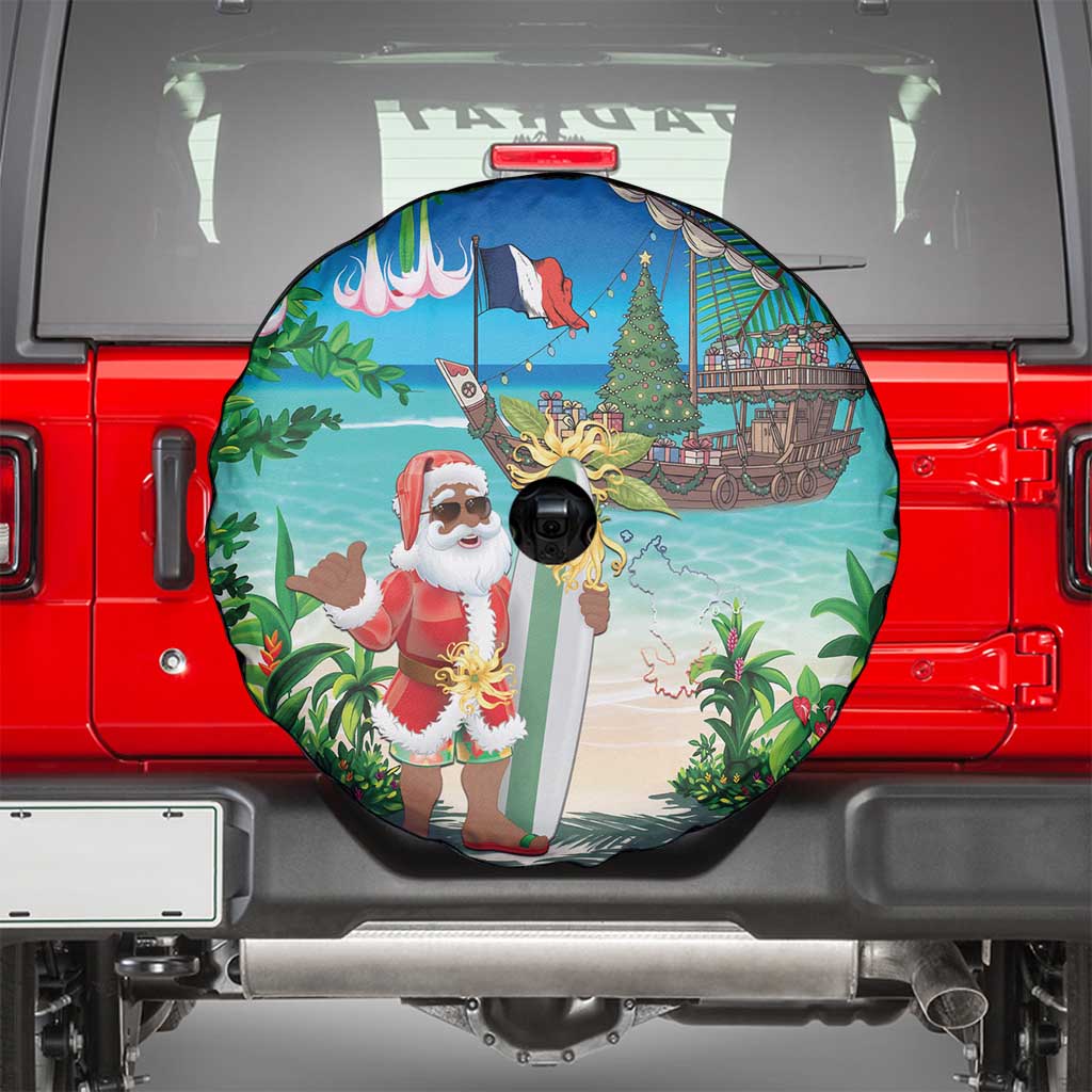 Mayotte Christmas Spare Tire Cover Santa Chill on Tropical Beach - Wonder Print Shop