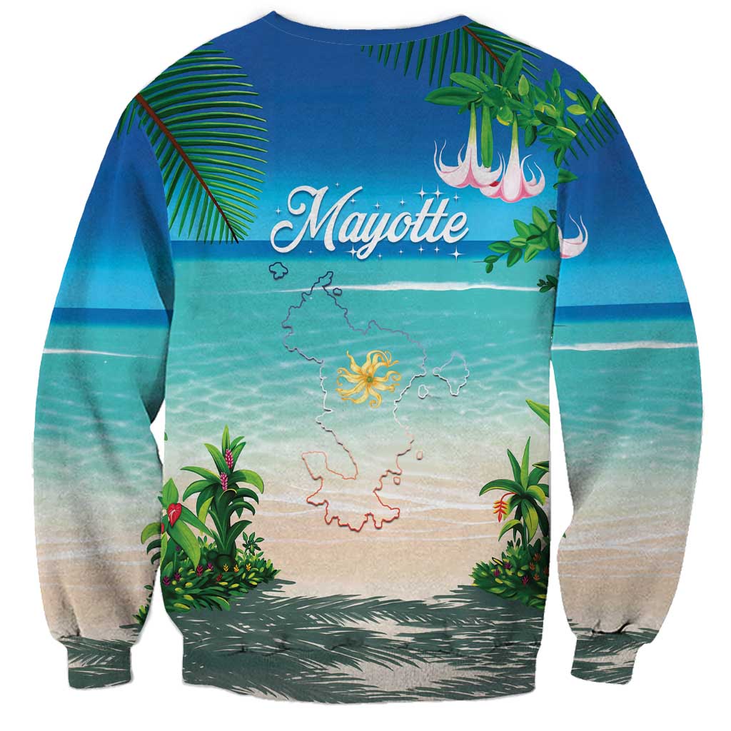 Mayotte Christmas Sweatshirt Santa Chill on Tropical Beach - Wonder Print Shop