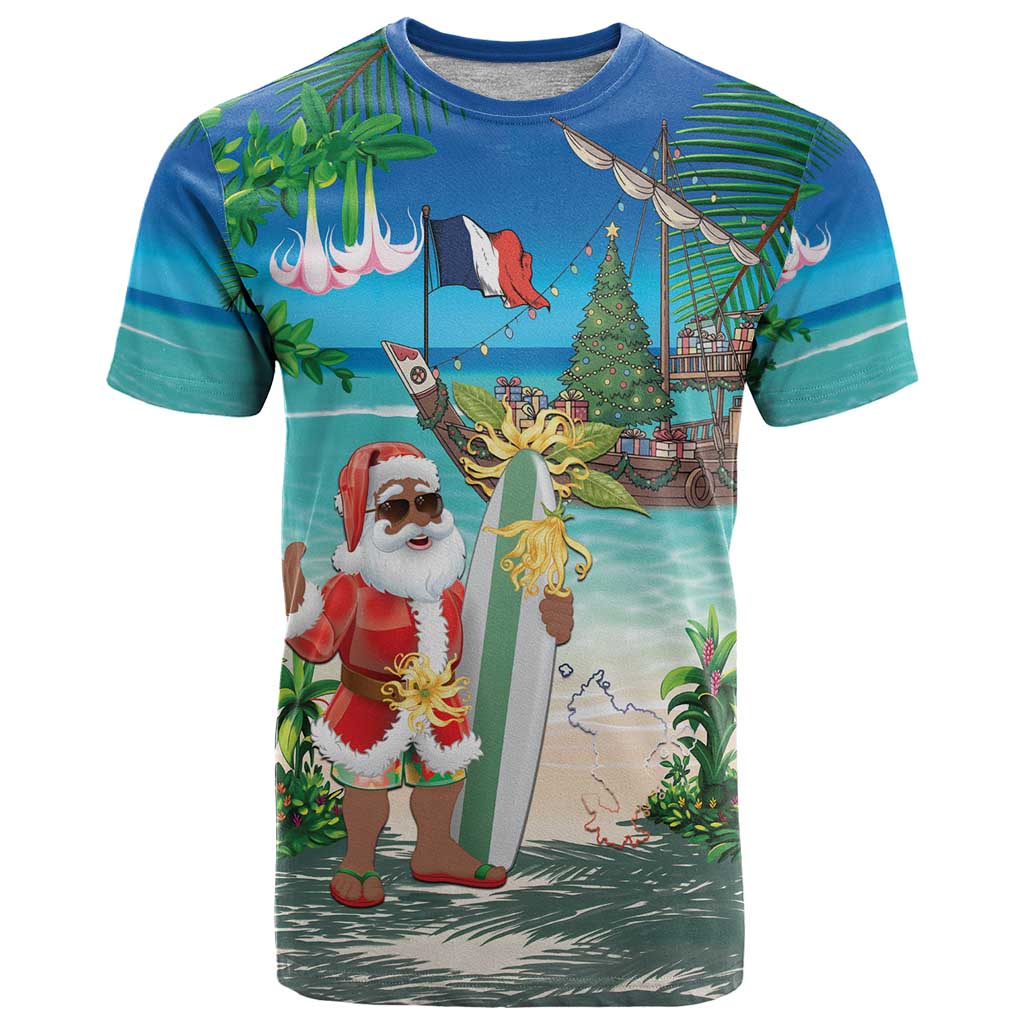 Mayotte Christmas T Shirt Santa Chill on Tropical Beach - Wonder Print Shop