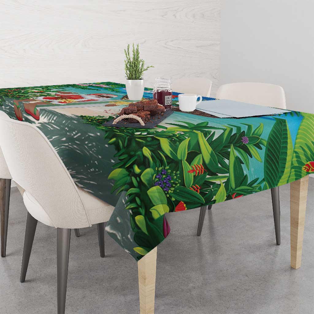 Mayotte Christmas Tablecloth Santa Chill on Tropical Beach - Wonder Print Shop