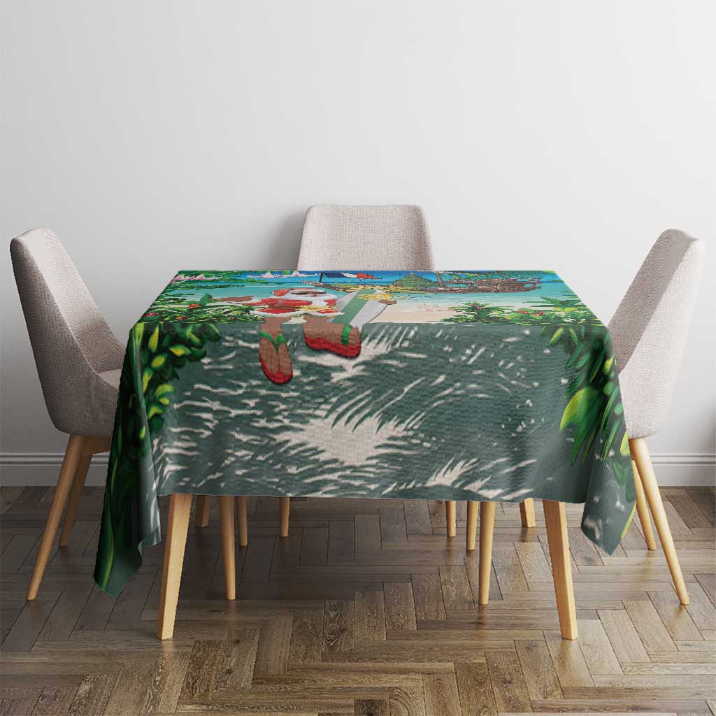 Mayotte Christmas Tablecloth Santa Chill on Tropical Beach - Wonder Print Shop