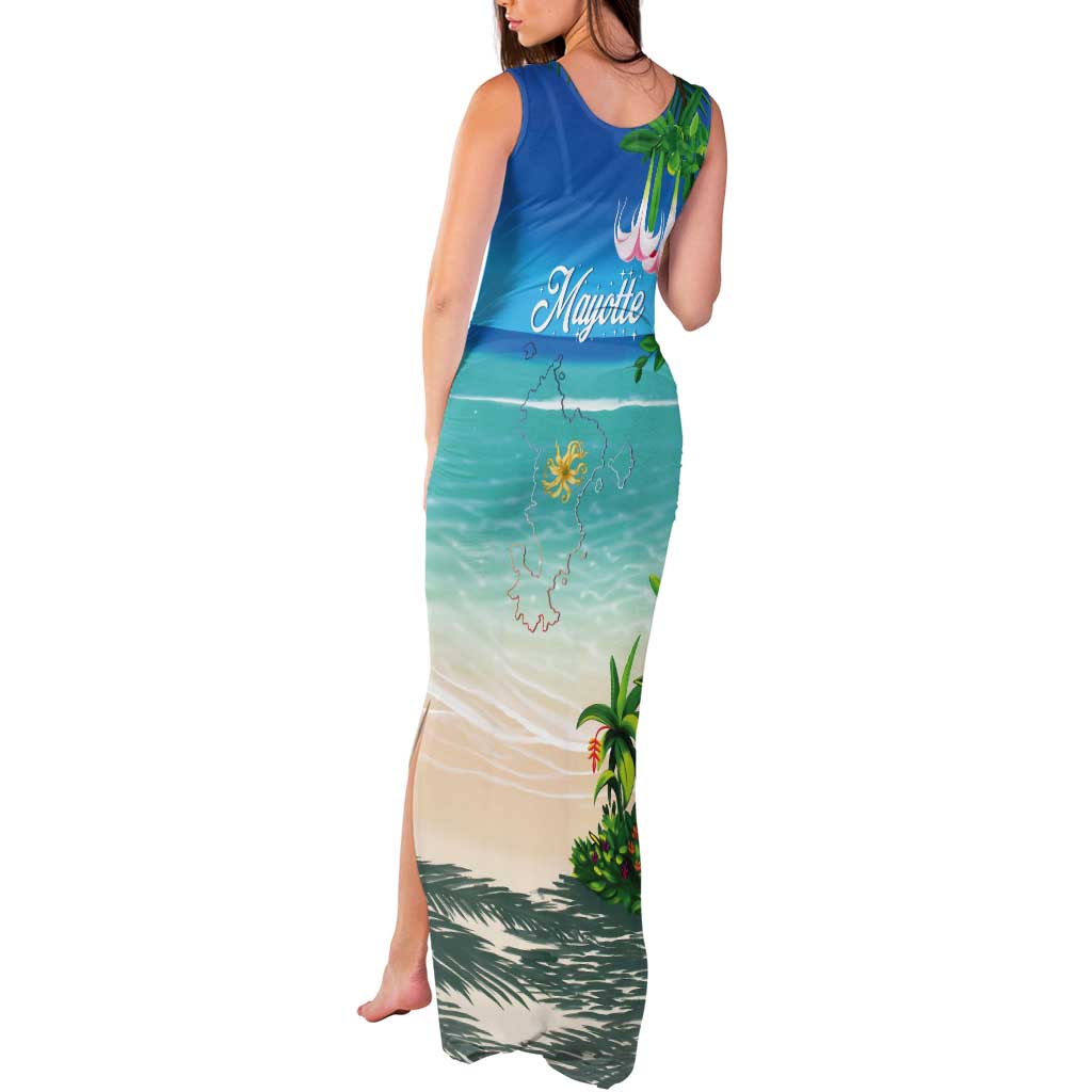 Mayotte Christmas Tank Maxi Dress Santa Chill on Tropical Beach - Wonder Print Shop