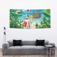 Mayotte Christmas Tapestry Santa Chill on Tropical Beach - Wonder Print Shop