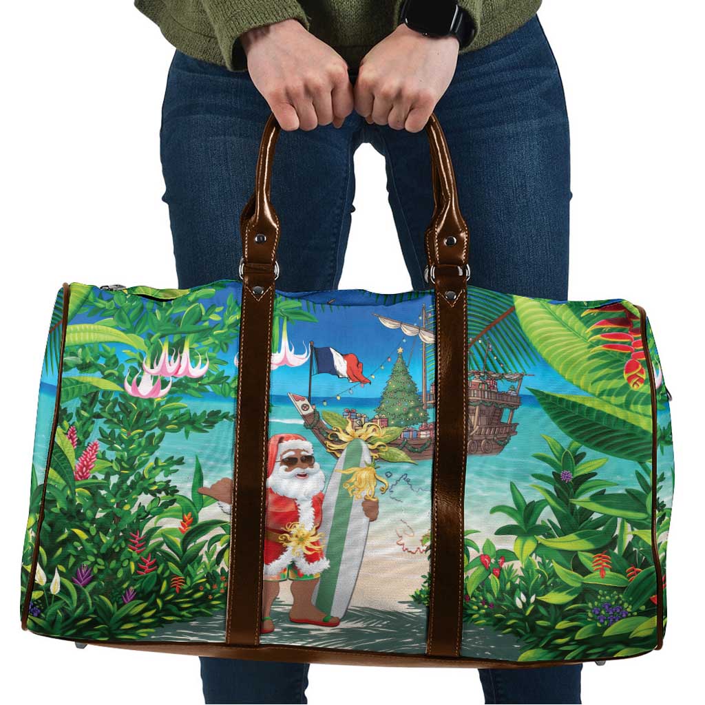 Mayotte Christmas Travel Bag Santa Chill on Tropical Beach - Wonder Print Shop
