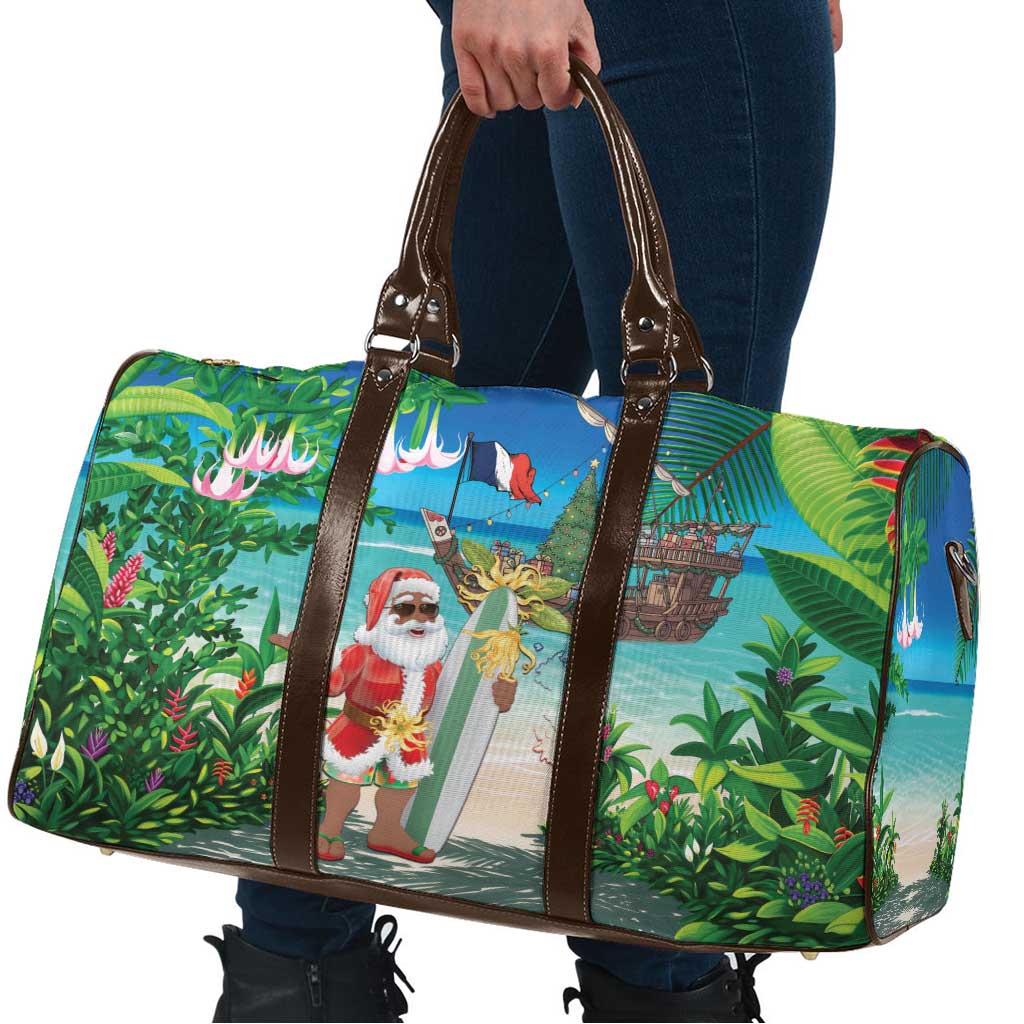 Mayotte Christmas Travel Bag Santa Chill on Tropical Beach - Wonder Print Shop