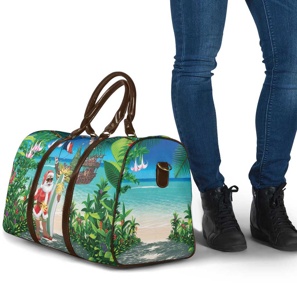 Mayotte Christmas Travel Bag Santa Chill on Tropical Beach - Wonder Print Shop