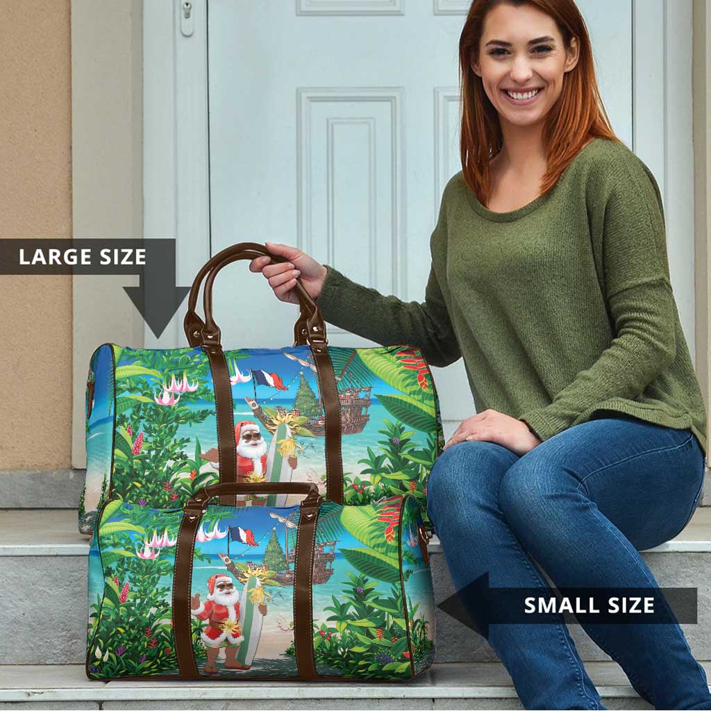 Mayotte Christmas Travel Bag Santa Chill on Tropical Beach - Wonder Print Shop