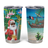 Mayotte Christmas Tumbler Cup Santa Chill on Tropical Beach - Wonder Print Shop
