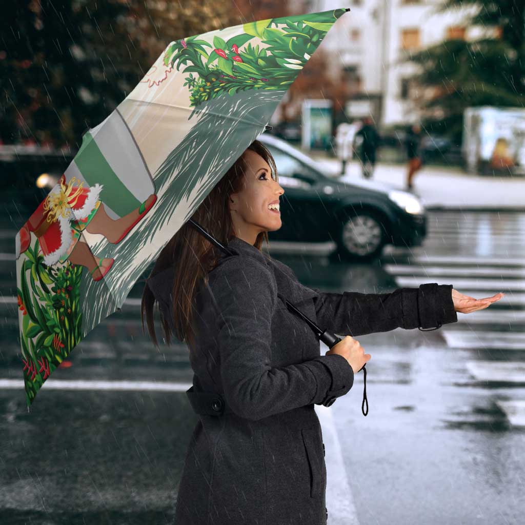 Mayotte Christmas Umbrella Santa Chill on Tropical Beach - Wonder Print Shop