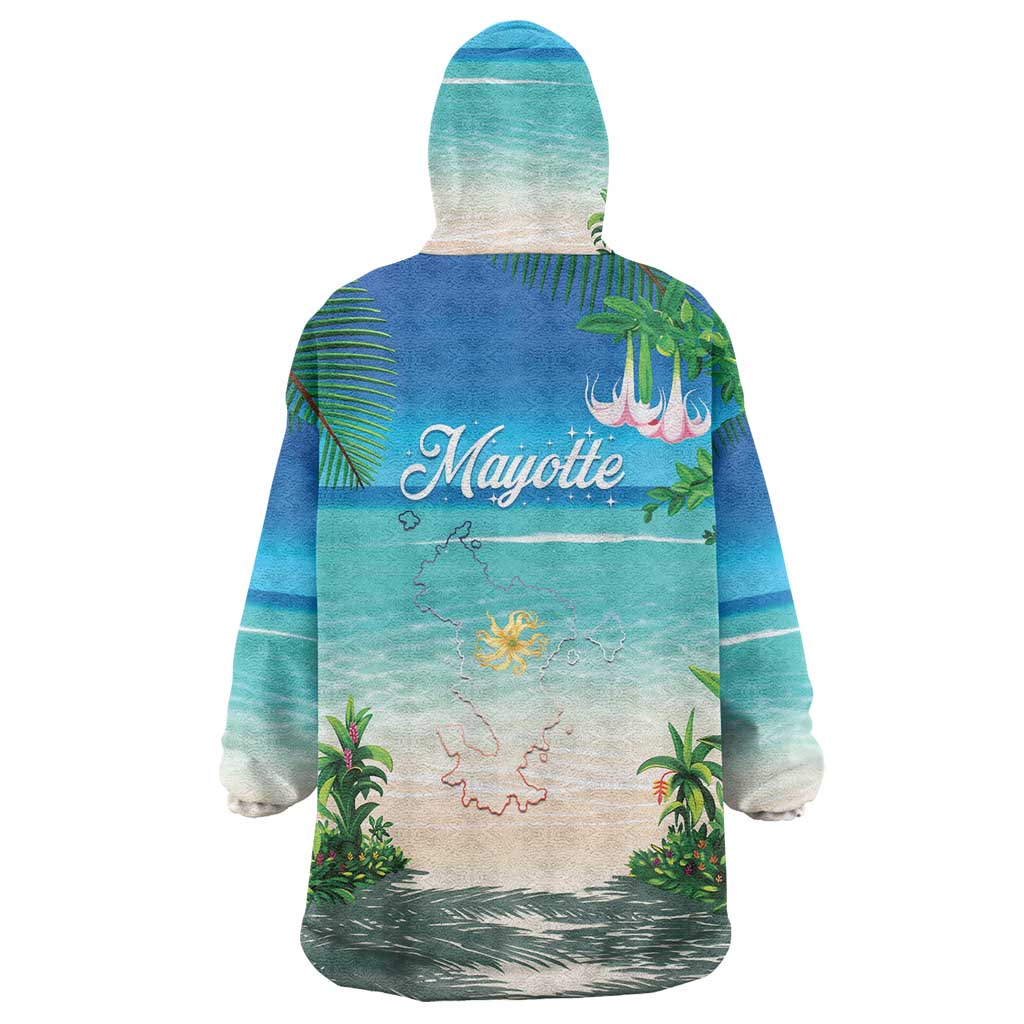 Mayotte Christmas Wearable Blanket Hoodie Santa Chill on Tropical Beach - Wonder Print Shop