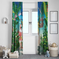 Mayotte Christmas Window Curtain Santa Chill on Tropical Beach - Wonder Print Shop