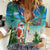 Mayotte Christmas Women Casual Shirt Santa Chill on Tropical Beach - Wonder Print Shop