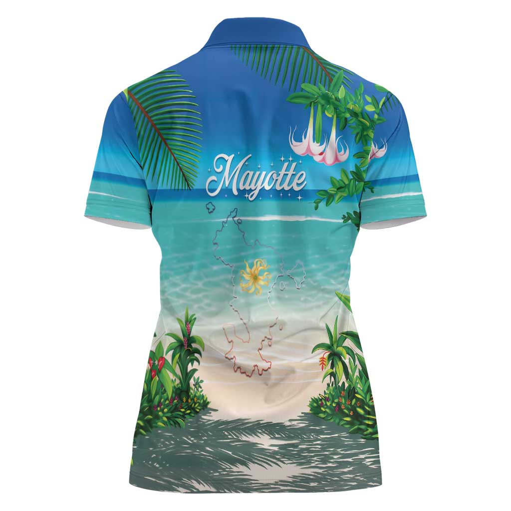 Mayotte Christmas Women Polo Shirt Santa Chill on Tropical Beach - Wonder Print Shop