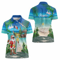 Mayotte Christmas Women Polo Shirt Santa Chill on Tropical Beach - Wonder Print Shop