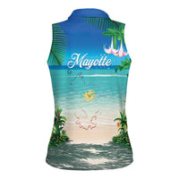 Mayotte Christmas Women Sleeveless Polo Shirt Santa Chill on Tropical Beach - Wonder Print Shop