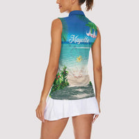 Mayotte Christmas Women Sleeveless Polo Shirt Santa Chill on Tropical Beach - Wonder Print Shop
