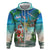 Mayotte Christmas Zip Hoodie Santa Chill on Tropical Beach - Wonder Print Shop