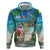 Mayotte Christmas Zip Hoodie Santa Chill on Tropical Beach - Wonder Print Shop