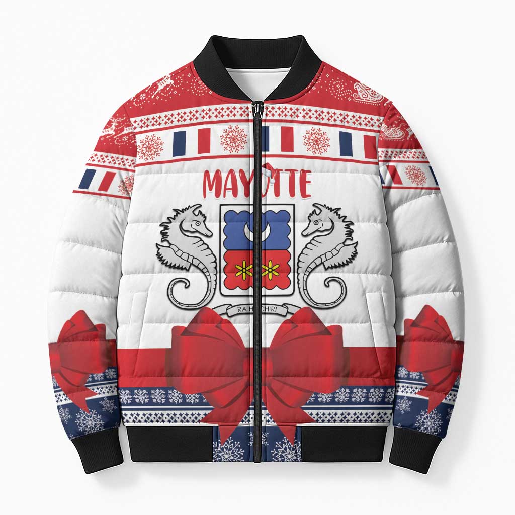 Personalized Mayotte Christmas Bomber Puffer Jacket Joyeux Noel - Wonder Print Shop