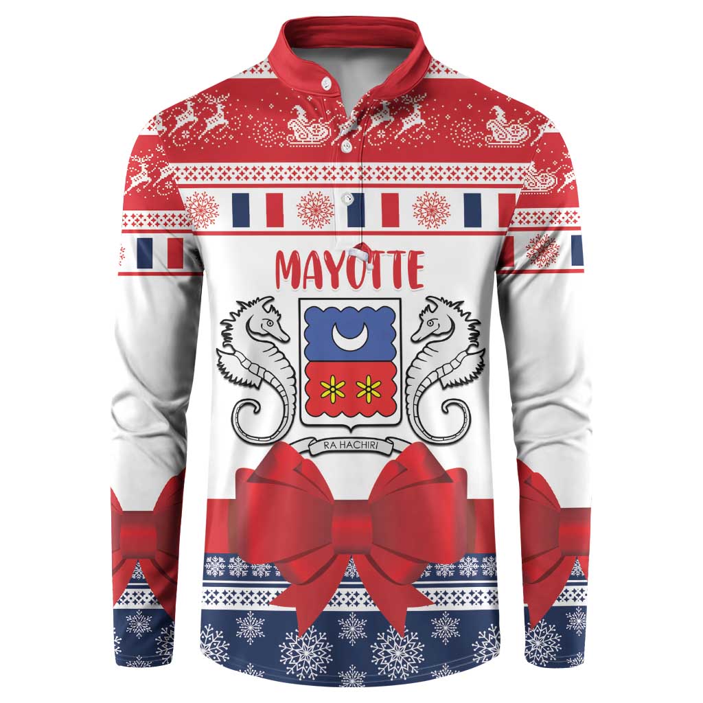 Personalized Mayotte Christmas Button Sweatshirt Joyeux Noel - Wonder Print Shop