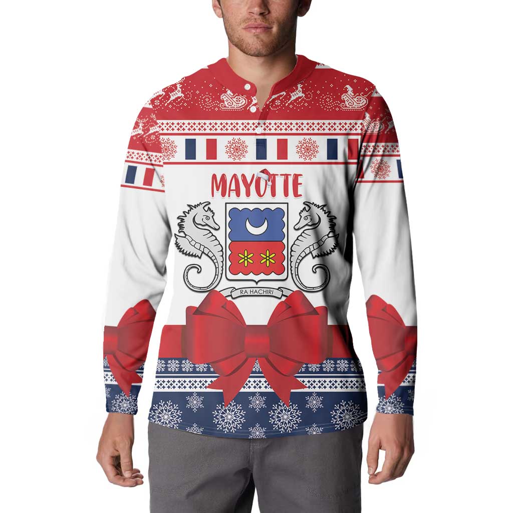 Personalized Mayotte Christmas Button Sweatshirt Joyeux Noel - Wonder Print Shop