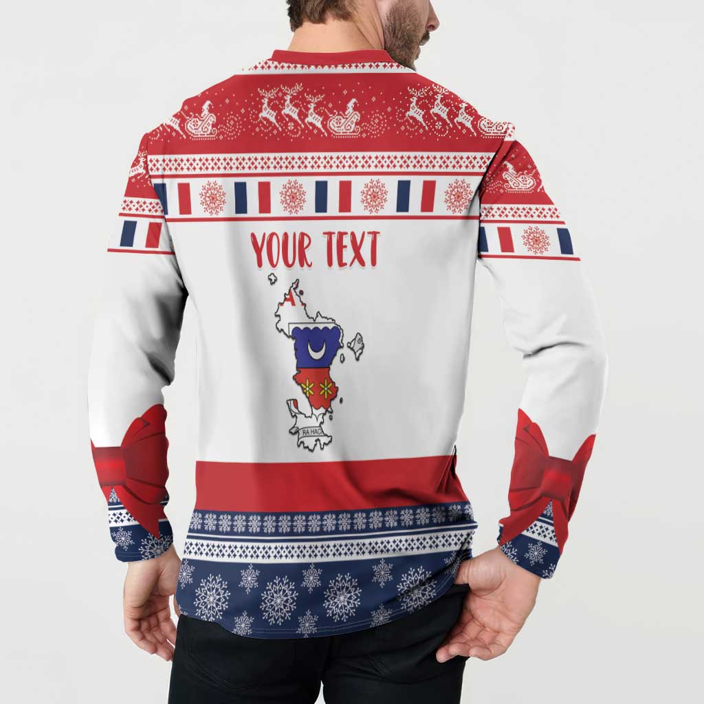 Personalized Mayotte Christmas Button Sweatshirt Joyeux Noel - Wonder Print Shop