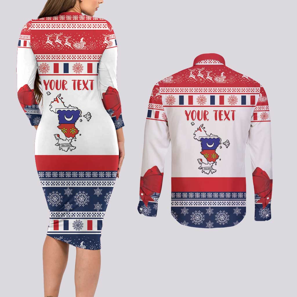Personalized Mayotte Christmas Couples Matching Long Sleeve Bodycon Dress and Long Sleeve Button Shirt Joyeux Noel - Wonder Print Shop