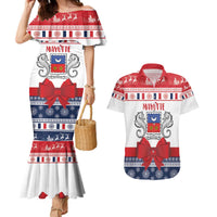 Personalized Mayotte Christmas Couples Matching Mermaid Dress and Hawaiian Shirt Joyeux Noel - Wonder Print Shop