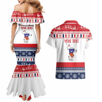 Personalized Mayotte Christmas Couples Matching Mermaid Dress and Hawaiian Shirt Joyeux Noel - Wonder Print Shop