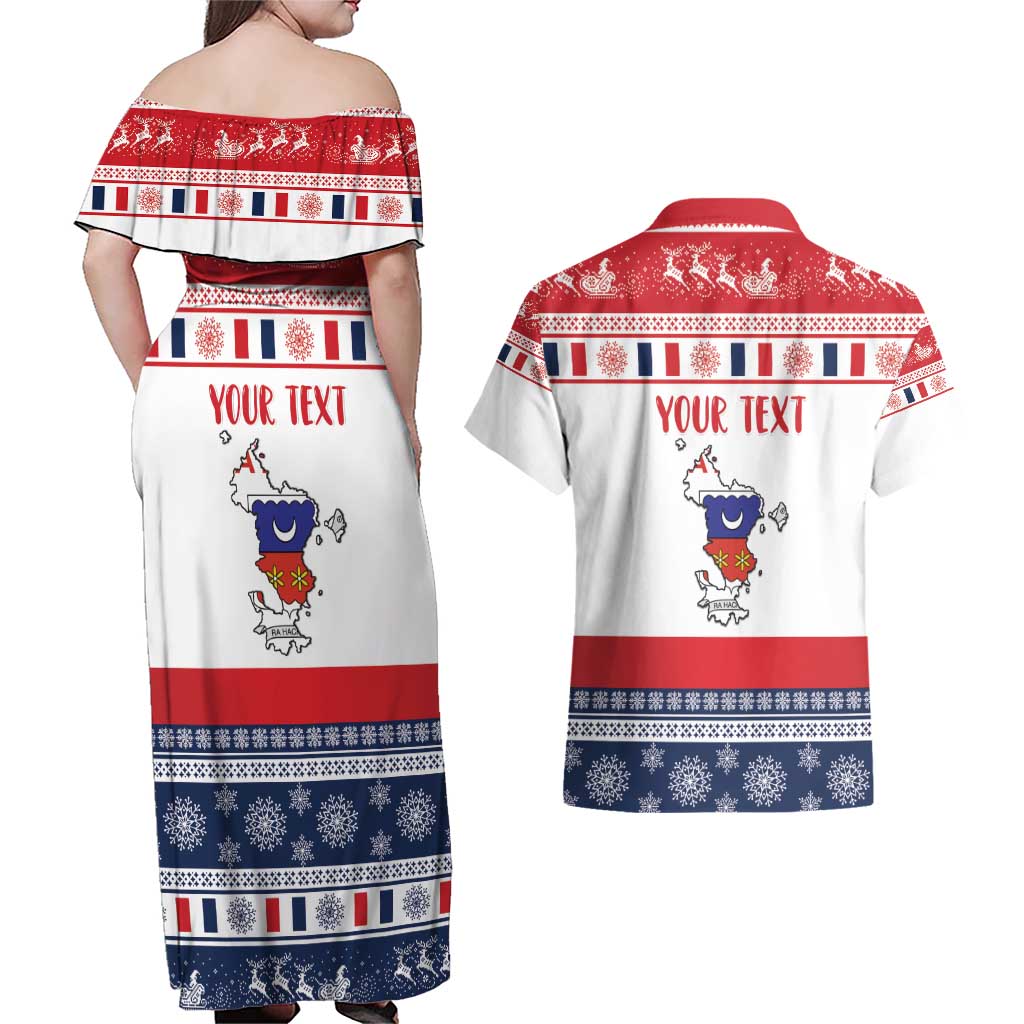 Personalized Mayotte Christmas Couples Matching Off Shoulder Maxi Dress and Hawaiian Shirt Joyeux Noel - Wonder Print Shop
