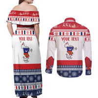 Personalized Mayotte Christmas Couples Matching Off Shoulder Maxi Dress and Long Sleeve Button Shirt Joyeux Noel - Wonder Print Shop