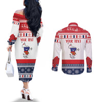 Personalized Mayotte Christmas Couples Matching Off The Shoulder Long Sleeve Dress and Long Sleeve Button Shirt Joyeux Noel - Wonder Print Shop