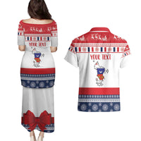 Personalized Mayotte Christmas Couples Matching Puletasi and Hawaiian Shirt Joyeux Noel - Wonder Print Shop