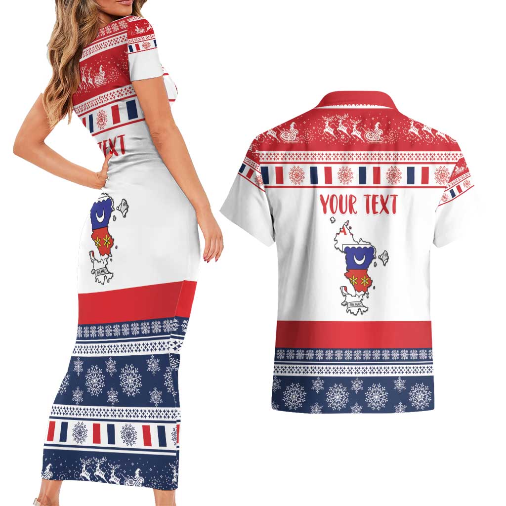 Personalized Mayotte Christmas Couples Matching Short Sleeve Bodycon Dress and Hawaiian Shirt Joyeux Noel - Wonder Print Shop