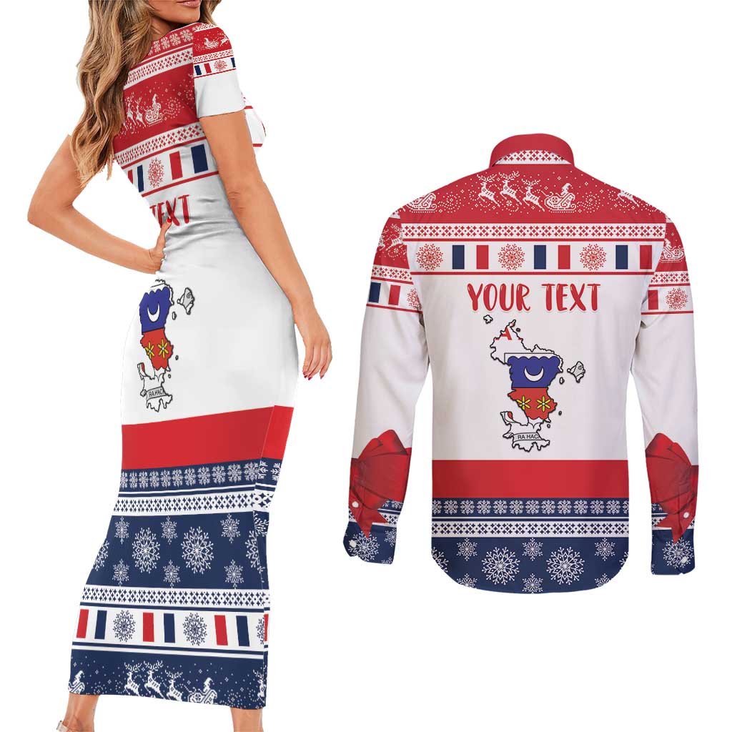 Personalized Mayotte Christmas Couples Matching Short Sleeve Bodycon Dress and Long Sleeve Button Shirt Joyeux Noel - Wonder Print Shop