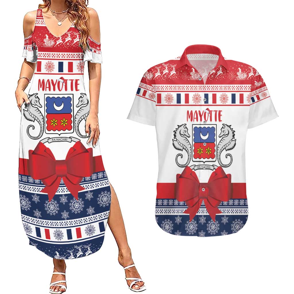 Personalized Mayotte Christmas Couples Matching Summer Maxi Dress and Hawaiian Shirt Joyeux Noel - Wonder Print Shop