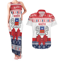 Personalized Mayotte Christmas Couples Matching Tank Maxi Dress and Hawaiian Shirt Joyeux Noel - Wonder Print Shop