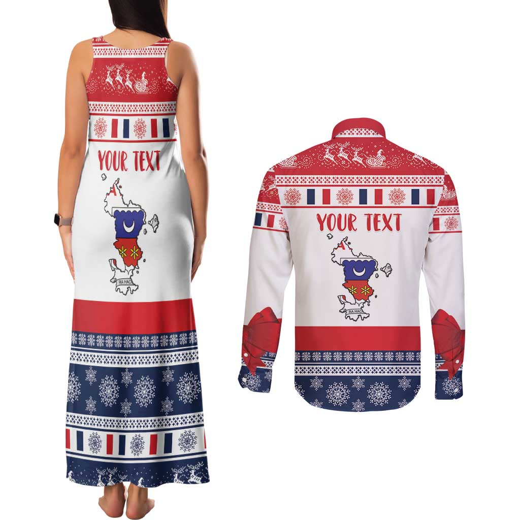 Personalized Mayotte Christmas Couples Matching Tank Maxi Dress and Long Sleeve Button Shirt Joyeux Noel - Wonder Print Shop