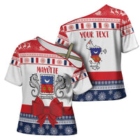 Personalized Mayotte Christmas Cross Shoulder Shirt Joyeux Noel - Wonder Print Shop