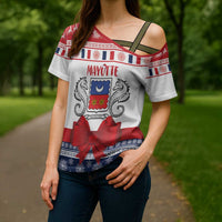 Personalized Mayotte Christmas Cross Shoulder Shirt Joyeux Noel - Wonder Print Shop