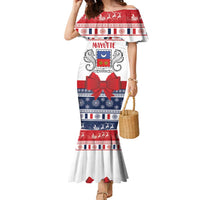 Personalized Mayotte Christmas Family Matching Mermaid Dress and Hawaiian Shirt Joyeux Noel - Wonder Print Shop