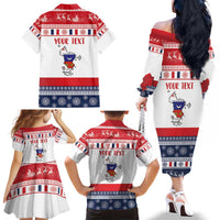 Personalized Mayotte Christmas Family Matching Off The Shoulder Long Sleeve Dress and Hawaiian Shirt Joyeux Noel - Wonder Print Shop