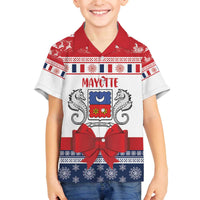 Personalized Mayotte Christmas Family Matching Off The Shoulder Long Sleeve Dress and Hawaiian Shirt Joyeux Noel - Wonder Print Shop