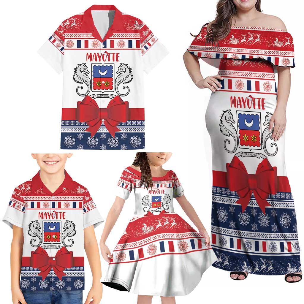 Personalized Mayotte Christmas Family Matching Off Shoulder Maxi Dress and Hawaiian Shirt Joyeux Noel - Wonder Print Shop