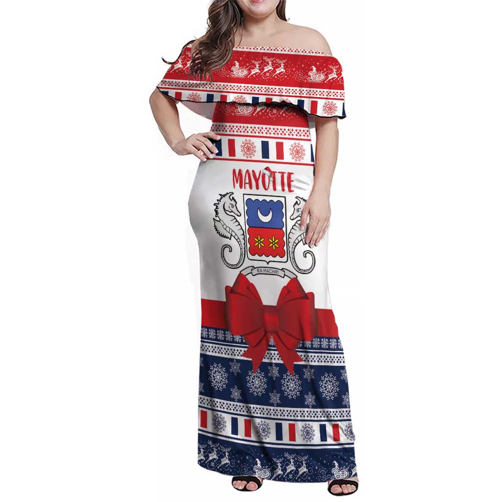 Personalized Mayotte Christmas Family Matching Off Shoulder Maxi Dress and Hawaiian Shirt Joyeux Noel - Wonder Print Shop