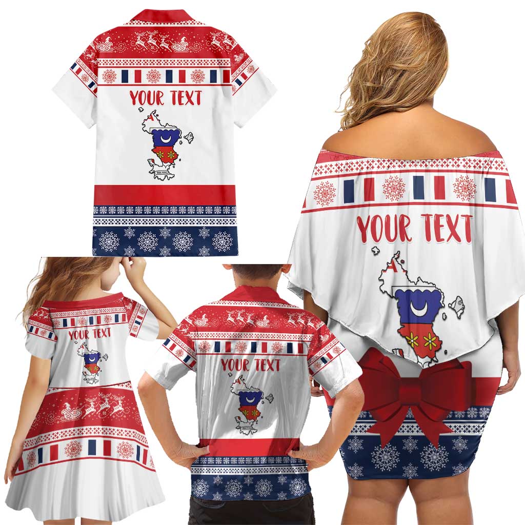 Personalized Mayotte Christmas Family Matching Off Shoulder Short Dress and Hawaiian Shirt Joyeux Noel - Wonder Print Shop