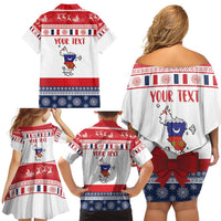 Personalized Mayotte Christmas Family Matching Off Shoulder Short Dress and Hawaiian Shirt Joyeux Noel - Wonder Print Shop
