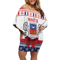 Personalized Mayotte Christmas Family Matching Off Shoulder Short Dress and Hawaiian Shirt Joyeux Noel - Wonder Print Shop