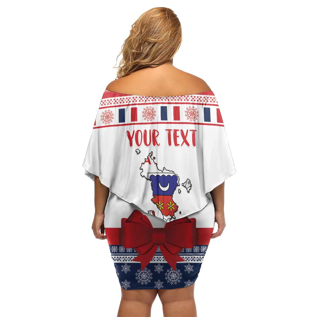 Personalized Mayotte Christmas Family Matching Off Shoulder Short Dress and Hawaiian Shirt Joyeux Noel - Wonder Print Shop