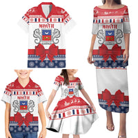 Personalized Mayotte Christmas Family Matching Puletasi and Hawaiian Shirt Joyeux Noel - Wonder Print Shop
